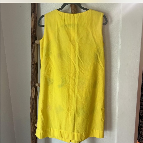 Josefa One of a Kind Rare Vintage 60s 70s Yellow Cotton Embroidered Fruit Dress - Picture 4 of 5